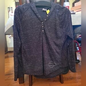Harley Davidson Long Sleeve Top w/lace Accent On Sides